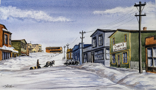 Winter on Town Square, Bell Island, Newfoundland (9 x 16 inch print)