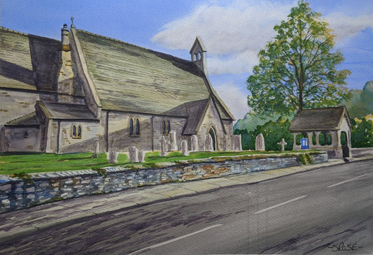 St. John the Divine, Acklington Village, UK (original watercolor painting)