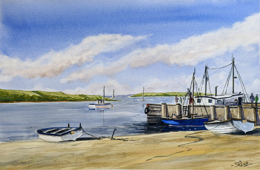 Beach in Suffolk, England (watercolor painting)