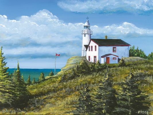 Lobster Cove Head Lighthouse, Newfoundland (acrylic painting)