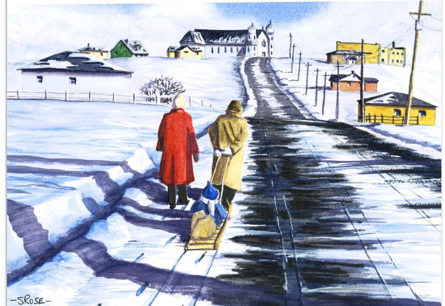 Pack of 10 Christmas Cards ("Winter Stroll," Bell Island, Newfoundland)