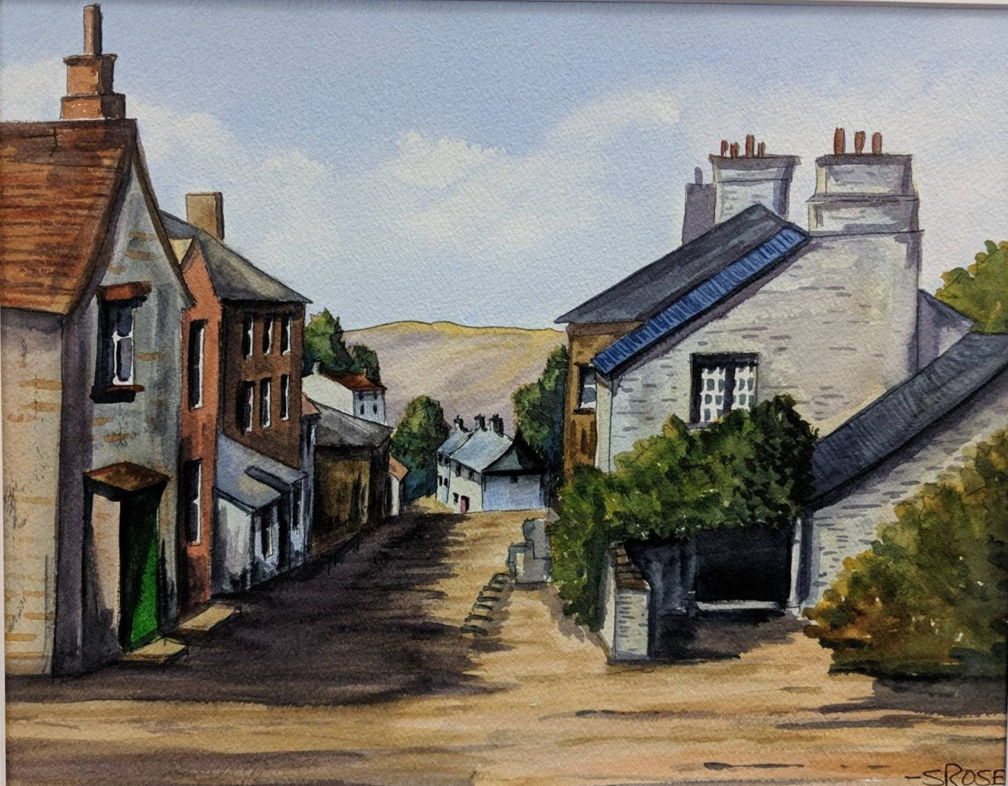Village Scene inspired by Charles Evans (watercolor painting)
