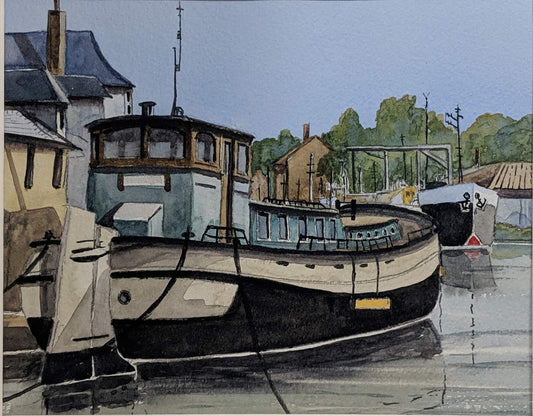 Boat in France (watercolor painting inspired by Charles Evans)