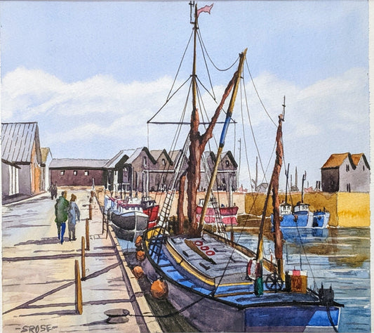 Boat in Amble Harbour - inspired by Charles Evans (watercolor painting)