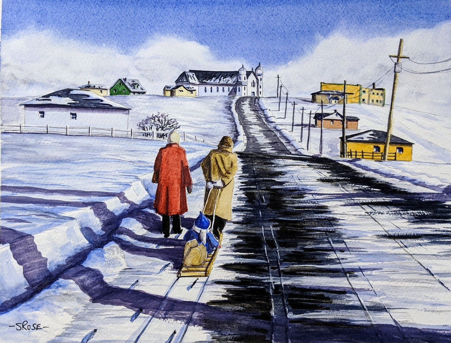 Winter Stroll, Bell Island, Newfoundland (9 x 7 inch print)