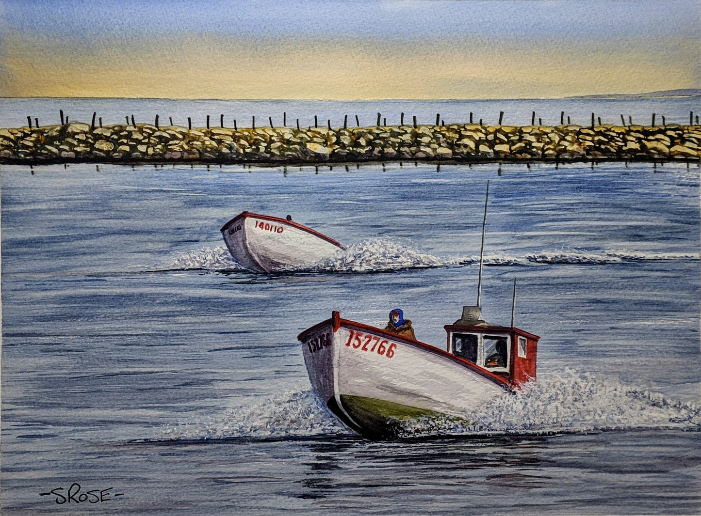Rocky Harbour Lobster Boats, Newfoundland (original watercolor painting)