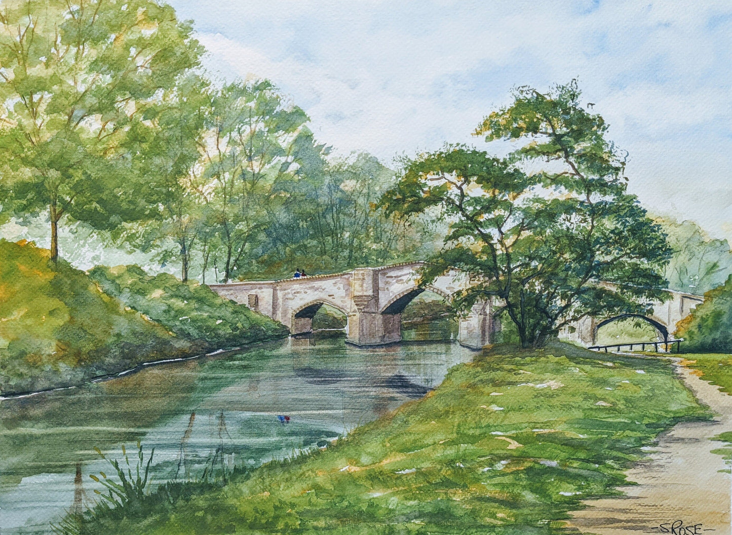 Teston Bridge, UK (watercolor painting)