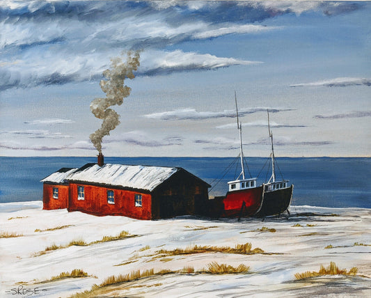 Fishing Shed, Rocky Harbour, NL (acrylic painting)