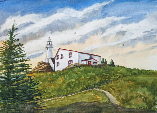 Lobster Cove Head Lighthouse, Newfoundland (watercolor painting)