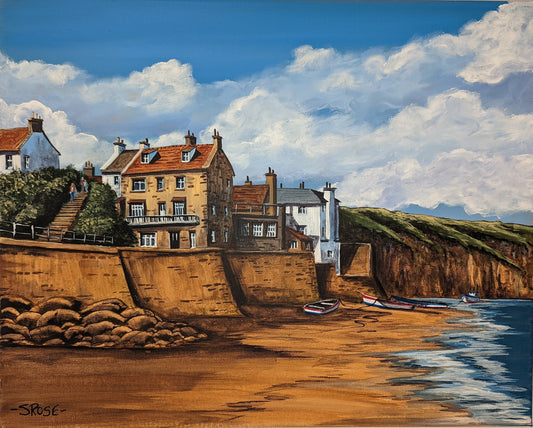 Robin Hood's Bay, England, inspired by Charles Evans (Acrylic Painting)