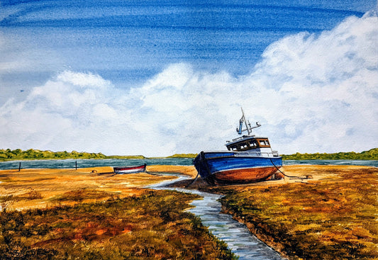 Boat at Alnmouth (inspired by Charles Evans) (acrylic painting)