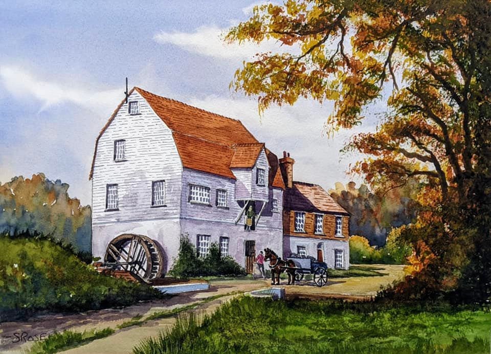An English Barn (original watercolor painting)