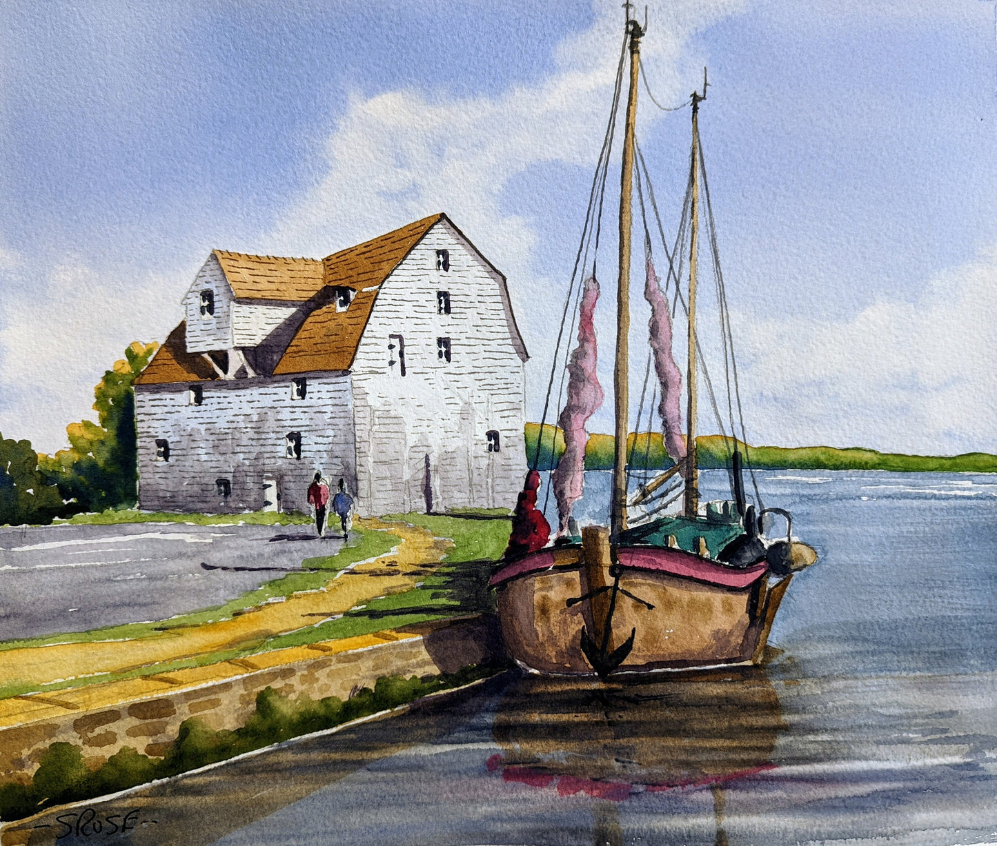 Sailboat in Suffolk, England (watercolor)